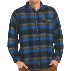 NWOT Legendary Whitetails Flannel Blue Plaid Buck Camp Shirt Corduroy Large
